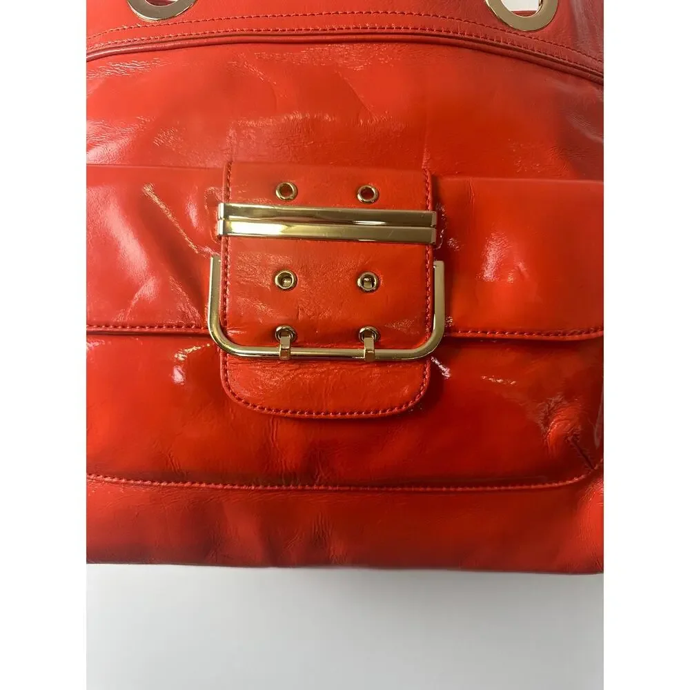 NWT MILLY Large Orange Patent Leather Satchel Purse Bag $465 Handbag Designer - Picture 2 of 8